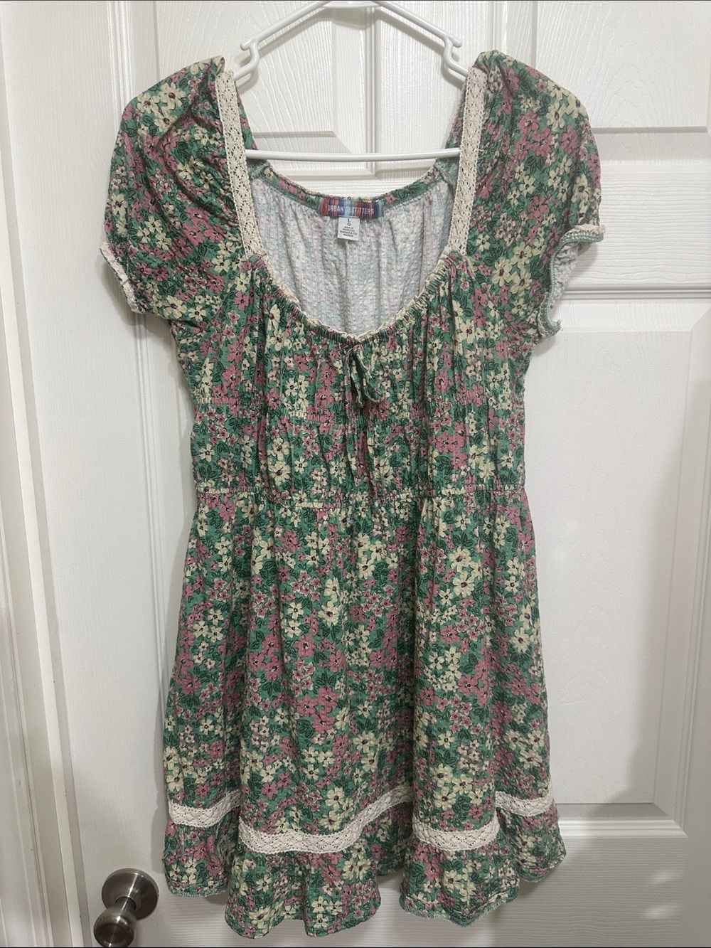 Urban Outfitters Green and Pink Floral Short Dress